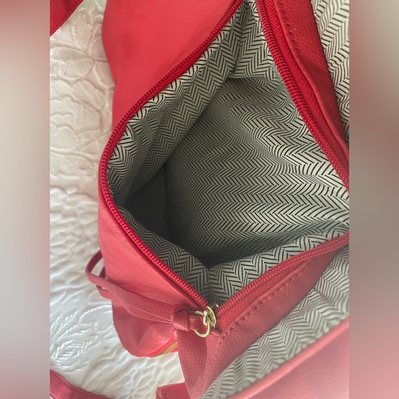 Steve Madden Red/Orange Large Tote Shoulder Bag Extendable Logo Detachable Strap - Picture 16 of 17